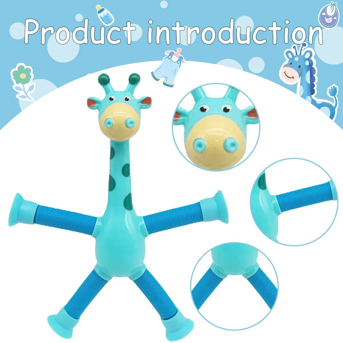 Kinder Cartoon Telescopic Giraffe Fidget Spielzeug mit Saugnapf – Stressabbau & Sensorischer Spaß - Image 4