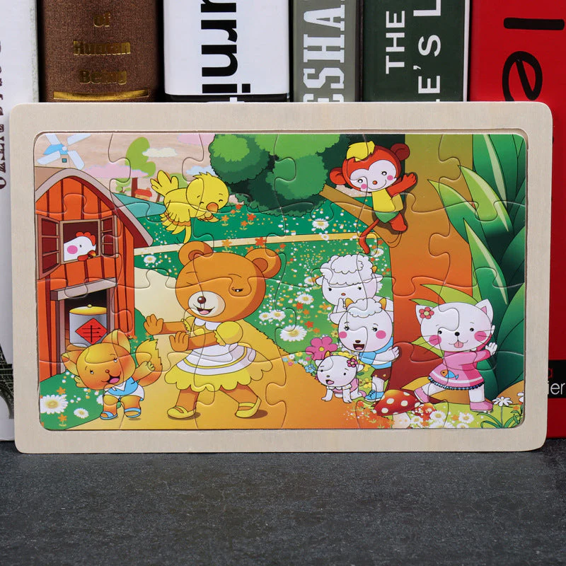 Kinder Holzpuzzle Set – Bunte Lernspielzeuge im Aufbewahrungs-Metallkasten, ab 3 Jahren, Unisex - Image 12