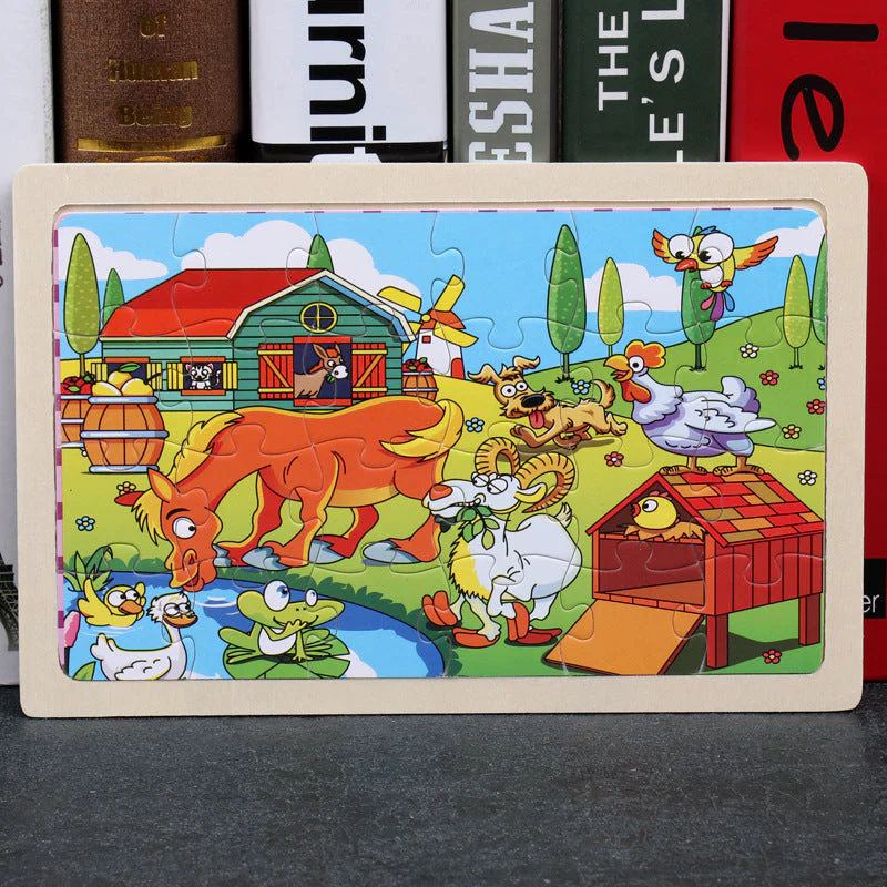 Kinder Holzpuzzle Set – Bunte Lernspielzeuge im Aufbewahrungs-Metallkasten, ab 3 Jahren, Unisex - Image 14