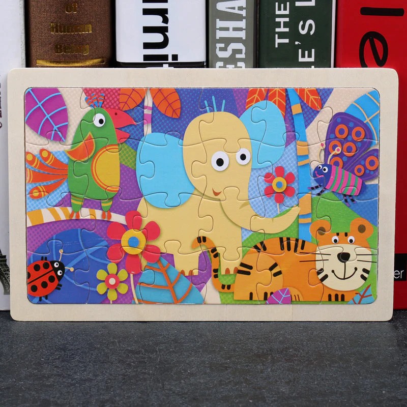 Kinder Holzpuzzle Set – Bunte Lernspielzeuge im Aufbewahrungs-Metallkasten, ab 3 Jahren, Unisex - Image 15