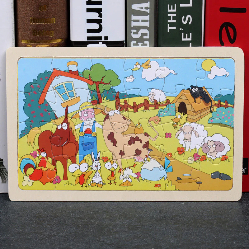 Kinder Holzpuzzle Set – Bunte Lernspielzeuge im Aufbewahrungs-Metallkasten, ab 3 Jahren, Unisex - Image 16
