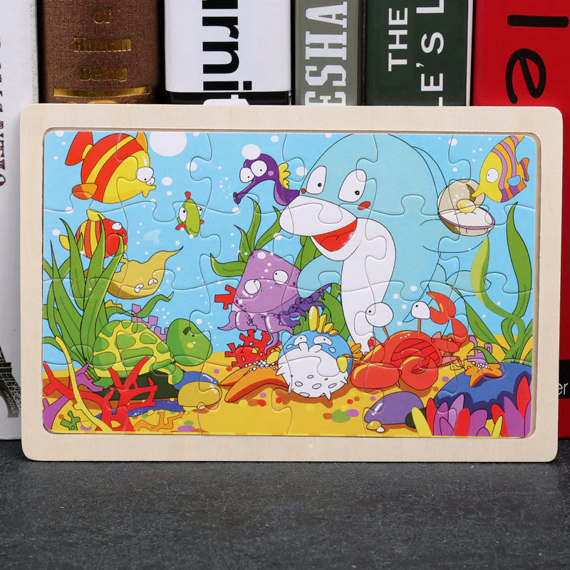 Kinder Holzpuzzle Set – Bunte Lernspielzeuge im Aufbewahrungs-Metallkasten, ab 3 Jahren, Unisex - Image 19