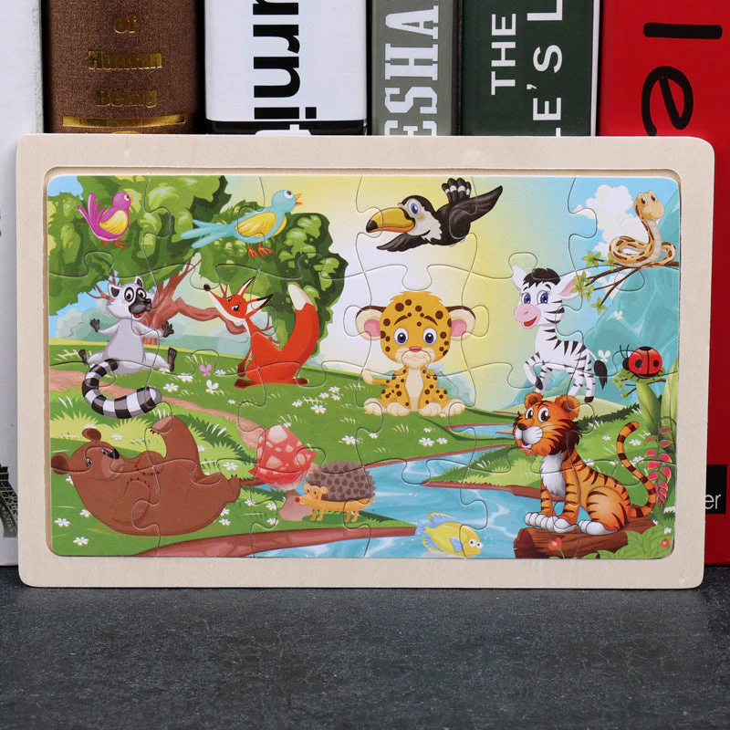 Kinder Holzpuzzle Set – Bunte Lernspielzeuge im Aufbewahrungs-Metallkasten, ab 3 Jahren, Unisex - Image 20