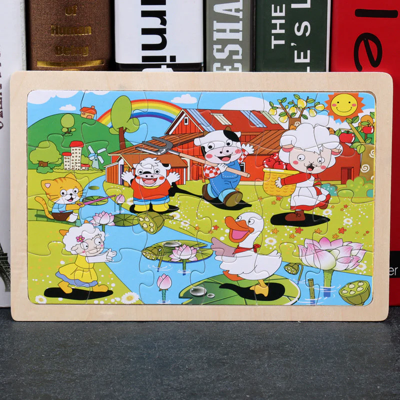 Kinder Holzpuzzle Set – Bunte Lernspielzeuge im Aufbewahrungs-Metallkasten, ab 3 Jahren, Unisex - Image 21