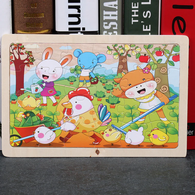 Kinder Holzpuzzle Set – Bunte Lernspielzeuge im Aufbewahrungs-Metallkasten, ab 3 Jahren, Unisex - Image 22