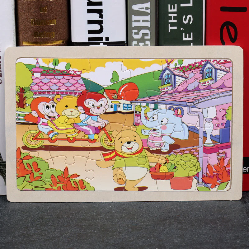 Kinder Holzpuzzle Set – Bunte Lernspielzeuge im Aufbewahrungs-Metallkasten, ab 3 Jahren, Unisex - Image 23