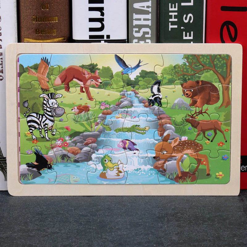 Kinder Holzpuzzle Set – Bunte Lernspielzeuge im Aufbewahrungs-Metallkasten, ab 3 Jahren, Unisex - Image 24