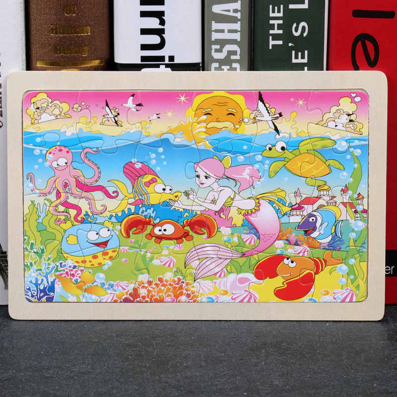 Kinder Holzpuzzle Set – Bunte Lernspielzeuge im Aufbewahrungs-Metallkasten, ab 3 Jahren, Unisex - Image 26