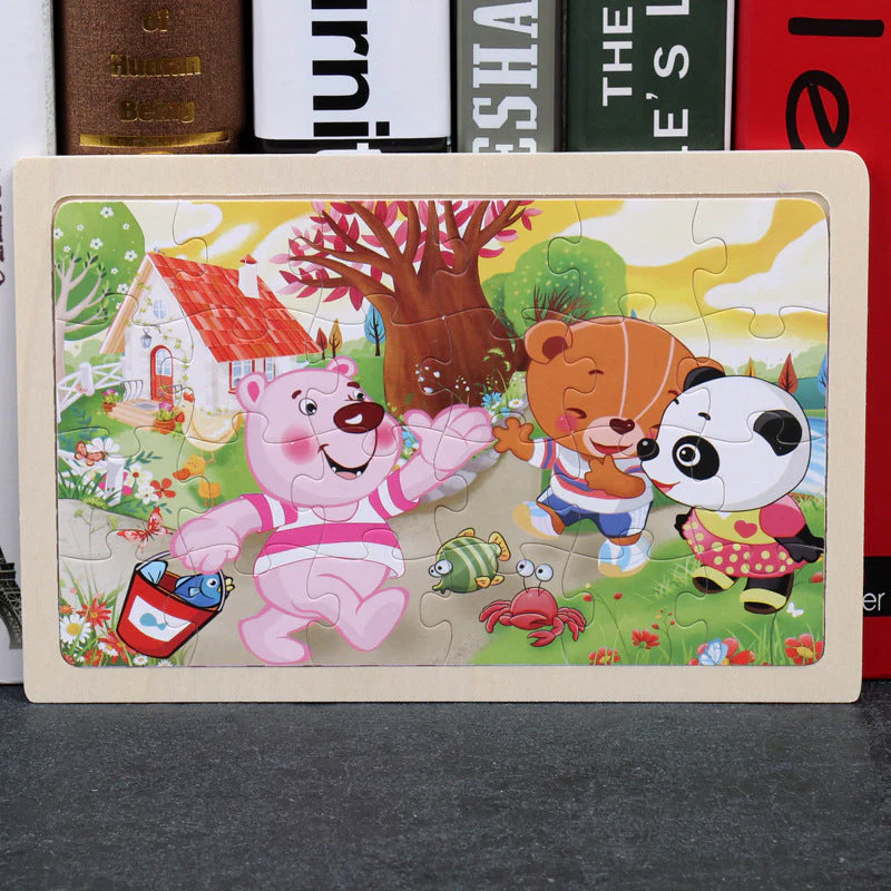 Kinder Holzpuzzle Set – Bunte Lernspielzeuge im Aufbewahrungs-Metallkasten, ab 3 Jahren, Unisex - Image 27