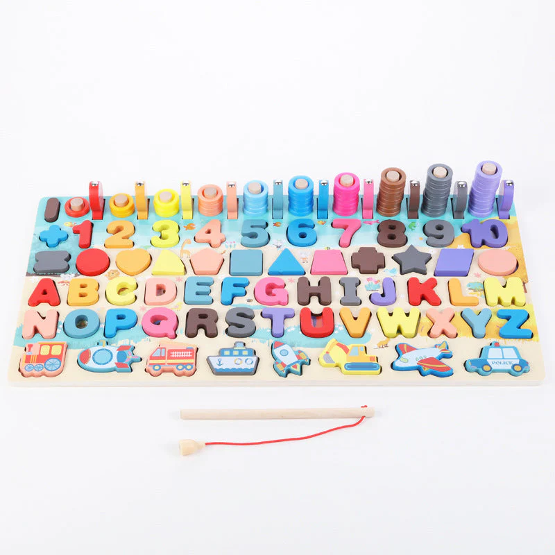 Kinder Lernspielzeug Holz Steckpuzzle Alphabet Zahlen Motorik Montessori - Image 2