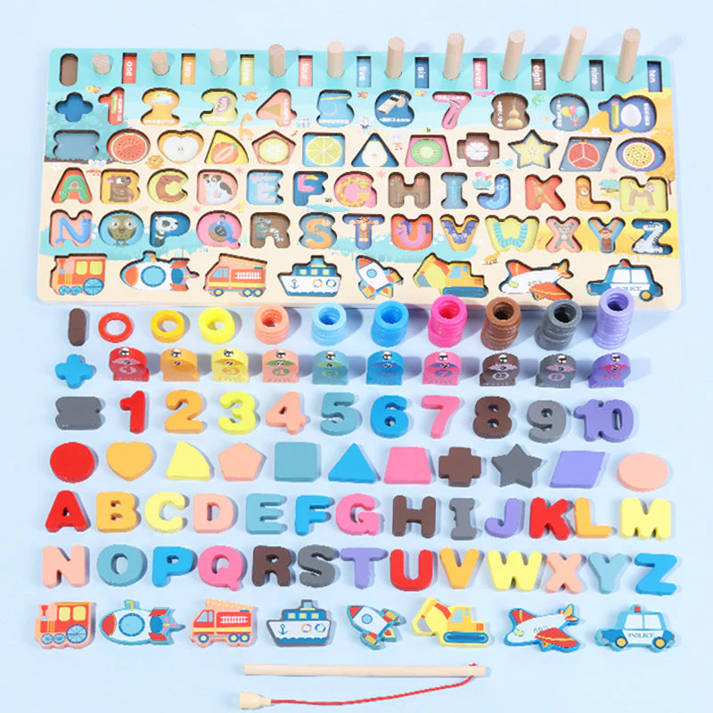 Kinder Lernspielzeug Holz Steckpuzzle Alphabet Zahlen Motorik Montessori - Image 5