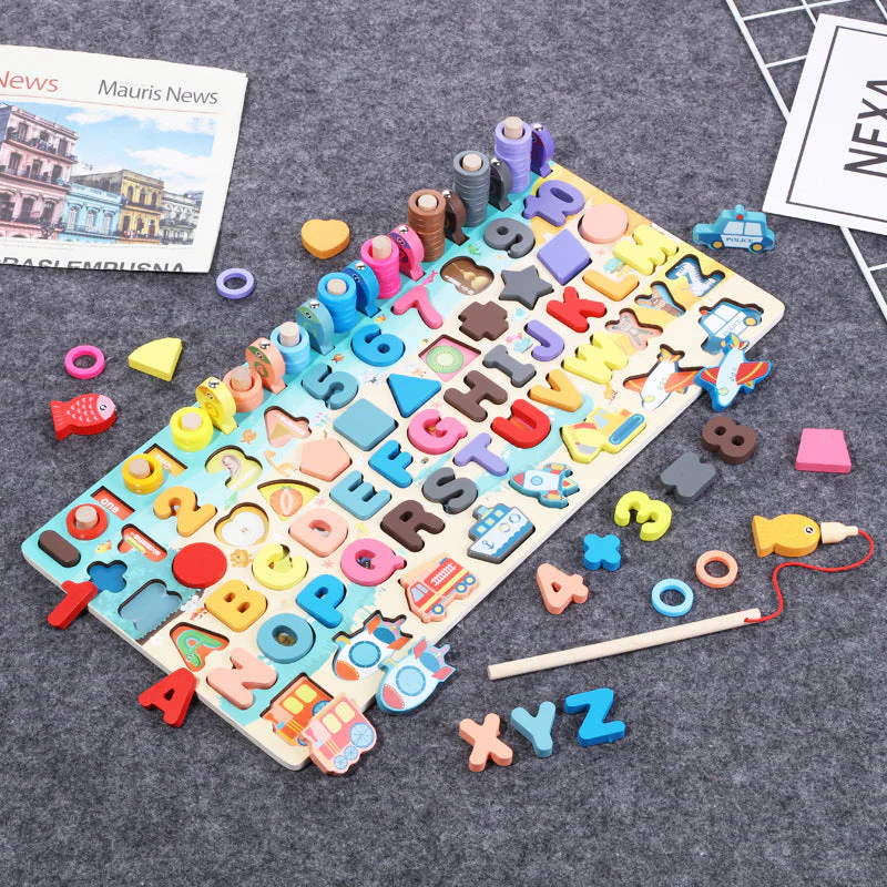 Kinder Lernspielzeug Holz Steckpuzzle Alphabet Zahlen Motorik Montessori - Image 7