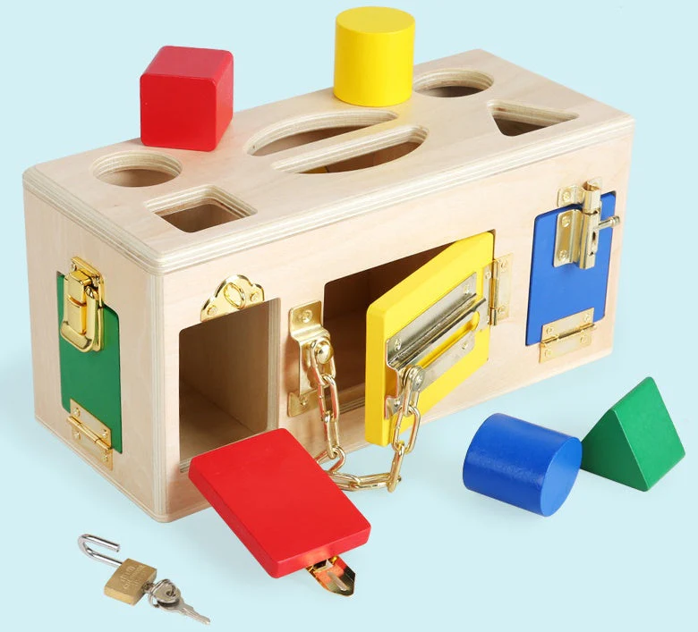 Kinder Montessori Lernspielzeug Formensortierbox mit Schlössern – Pädagogisches Motorikspielzeug - Image 4