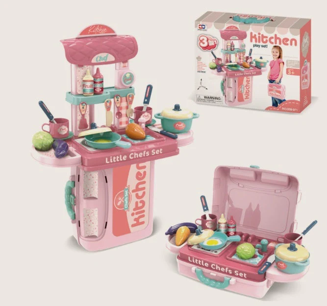 Kinder Spielzeugküche 3-in-1 Küchen-Set für kleine Köche – Rollenspiel-Set ab 3 Jahren - Image 3