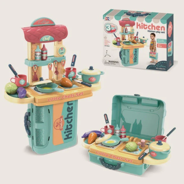 Kinder Spielzeugküche 3-in-1 Küchen-Set für kleine Köche – Rollenspiel-Set ab 3 Jahren - Image 4