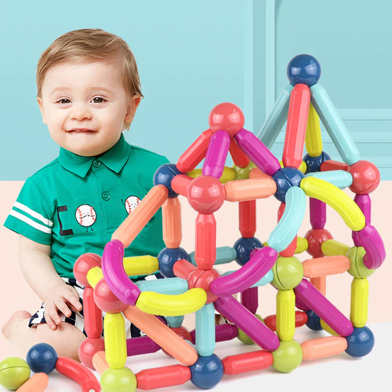 Magnetische Konstruktionsspielzeug-Bausteine für Kinder – Kreatives Lernspielzeug, pädagogisches Steckspiel ab 1 Jahr