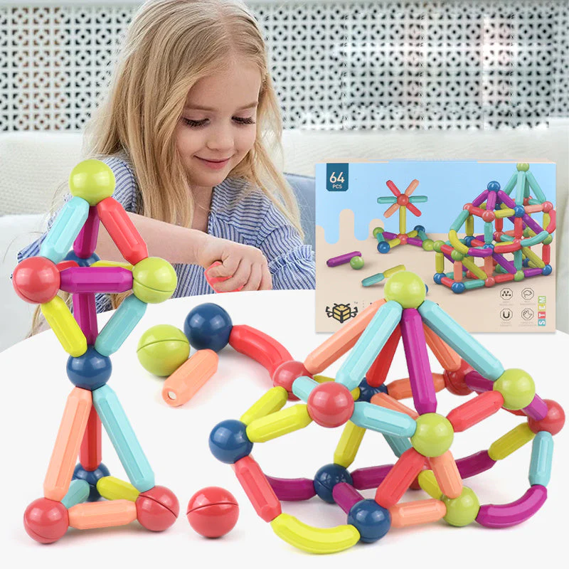 Magnetische Konstruktionsspielzeug-Bausteine für Kinder – Kreatives Lernspielzeug, pädagogisches Steckspiel ab 1 Jahr - Image 4