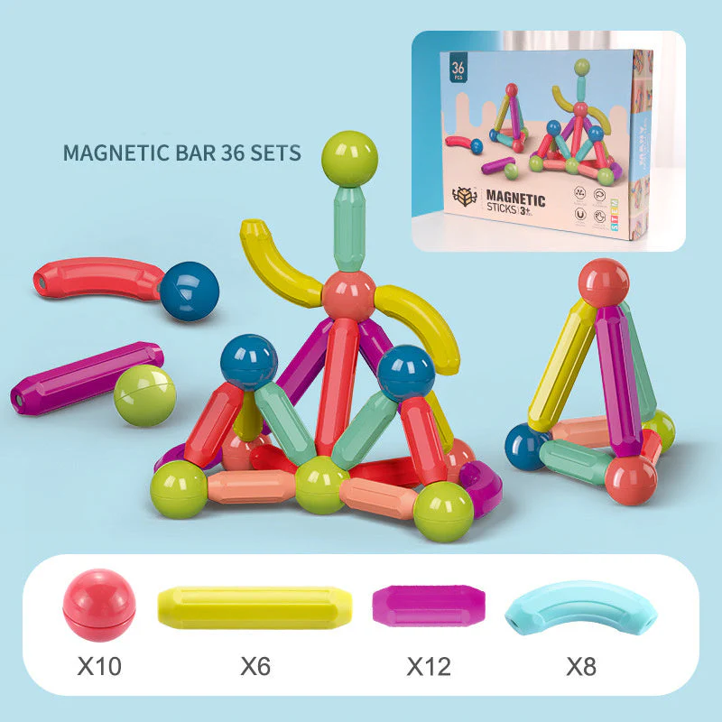 Magnetische Konstruktionsspielzeug-Bausteine für Kinder – Kreatives Lernspielzeug, pädagogisches Steckspiel ab 1 Jahr - Image 5