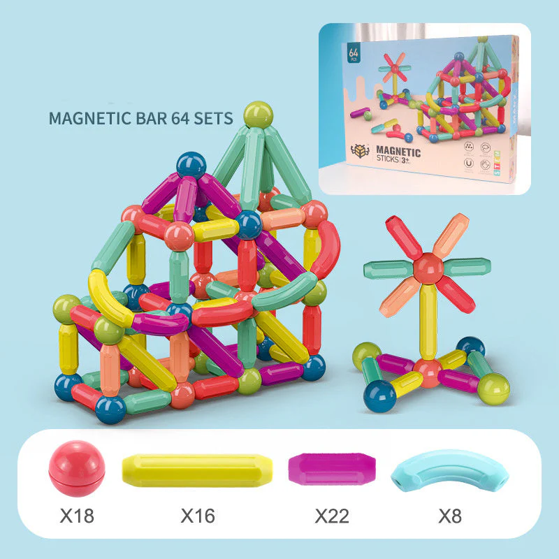 Magnetische Konstruktionsspielzeug-Bausteine für Kinder – Kreatives Lernspielzeug, pädagogisches Steckspiel ab 1 Jahr - Image 6