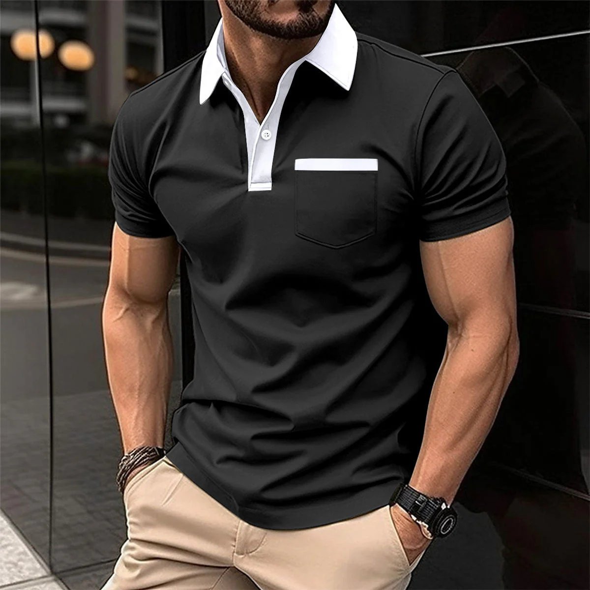 Roger – Slim Fit Kurzarm Poloshirt für Herren - Image 4