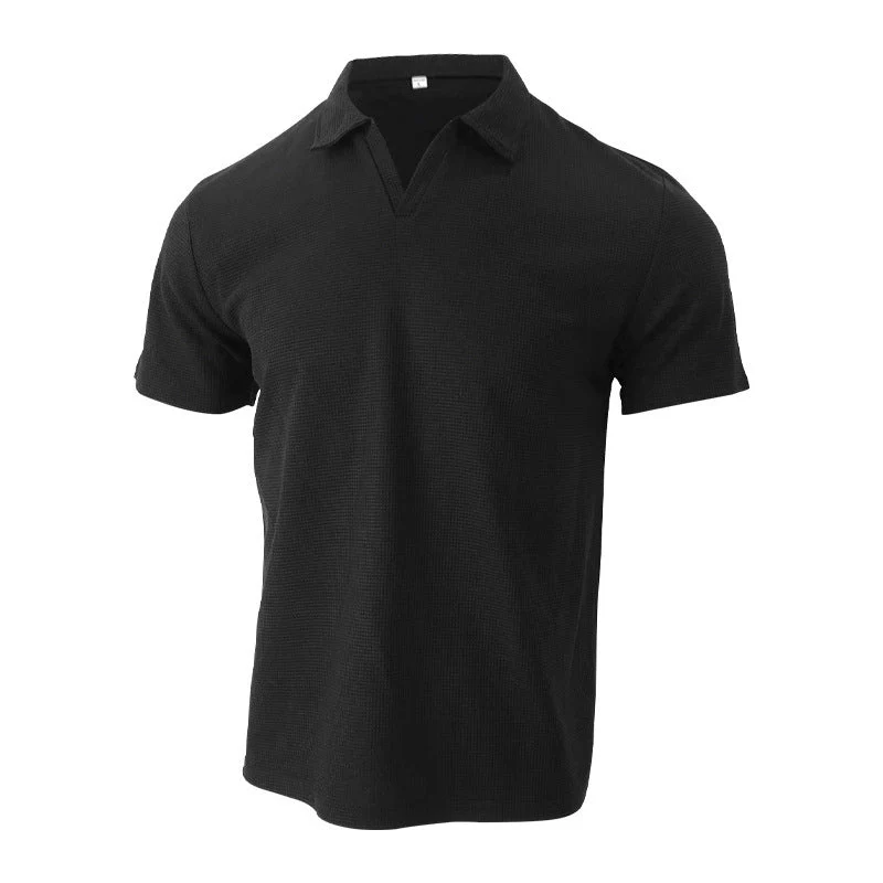 Rowan – Polohemd mit V-Ausschnitt und Waffelmuster für Herren - Image 5