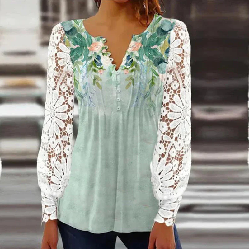 Sandra – Elegantes T-Shirt mit Spitzenärmeln und Falten in solidem Farbton - Image 11