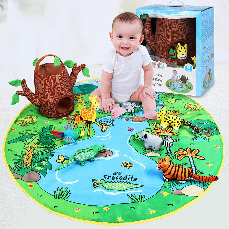 Unisex Baby Spieldecke Dschungel mit Tier-Spielzeug – Interaktive Krabbelmatte für frühkindliche Entwicklung - Image 5