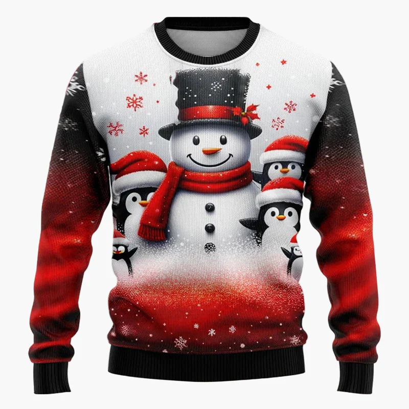 Unisex Weihnachts-Pullover mit Santa & Schneemann – Lustiger Winter Sweatshirt für Damen und Herren - Image 3