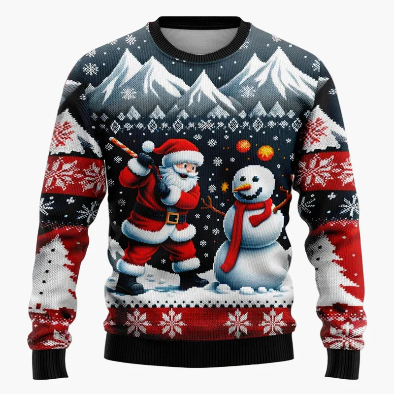 Unisex Weihnachts-Pullover mit Santa & Schneemann – Lustiger Winter Sweatshirt für Damen und Herren - Image 4