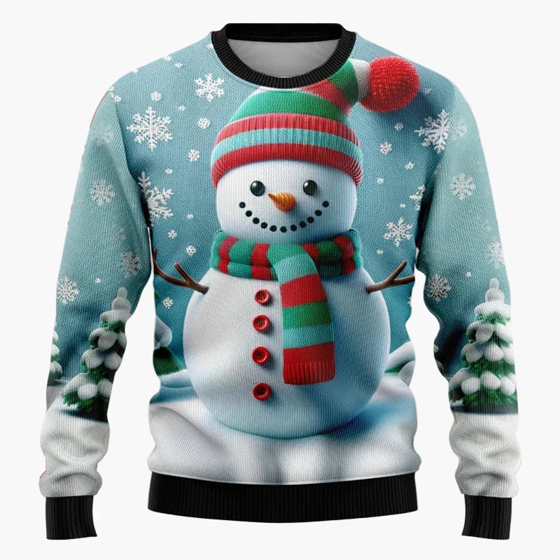 Unisex Weihnachts-Pullover mit Santa & Schneemann – Lustiger Winter Sweatshirt für Damen und Herren - Image 7