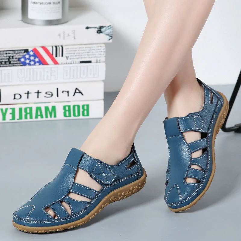 Zoe – Handgemachte Retro Weiche Sohle Velcro Freizeit Schuhe für Damen - Image 3