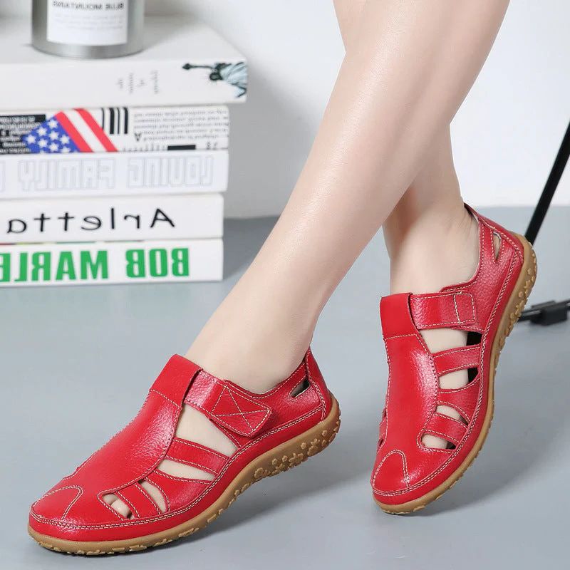 Zoe – Handgemachte Retro Weiche Sohle Velcro Freizeit Schuhe für Damen - Image 4