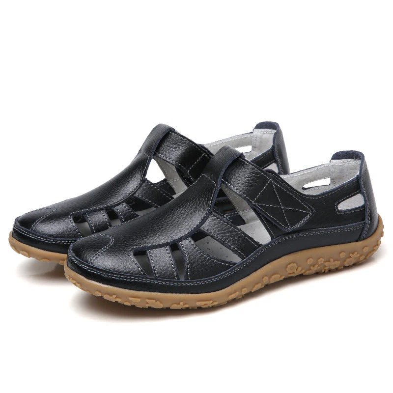 Zoe – Handgemachte Retro Weiche Sohle Velcro Freizeit Schuhe für Damen - Image 8